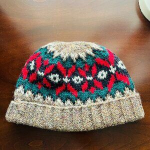 Gap Womens Multicolor Fair Isle Print Ribbed Brim Cozy Folk Bennie Hat One Size